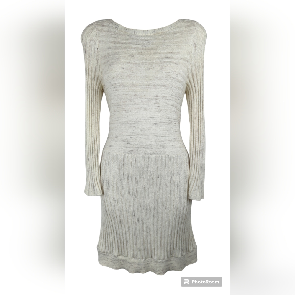 MOTH Anthropologie sweater dress gray grey long sleeve rib knit boat neck S